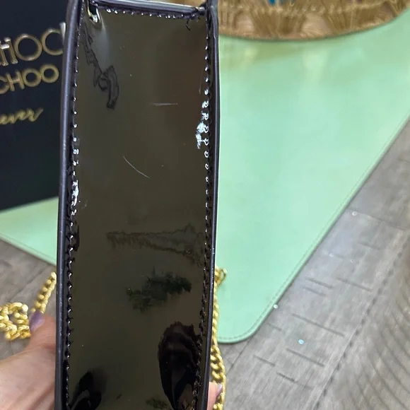 Jimmy Choo Black Patent mClutch with Gold Accents NWOT - Picture 10 of 12